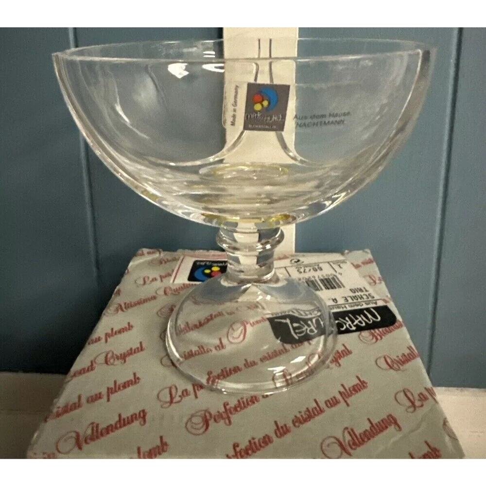 RARE VINTAGE MARCAUREL LEAD‎ CRYSTAL CLEAR Candy GLASS BOWL Dish